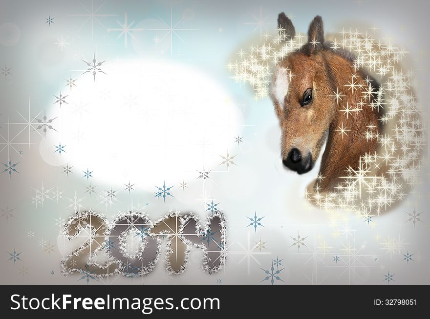 Horse on christmas card.