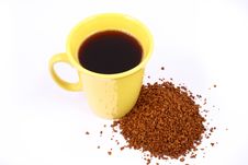 Cup Of Coffee With Coffee Grai Royalty Free Stock Photos