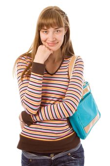 Woman Shopping With Bag Royalty Free Stock Photos