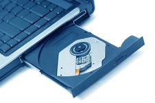 Open CD-ROM Drive On A Laptop. Stock Image
