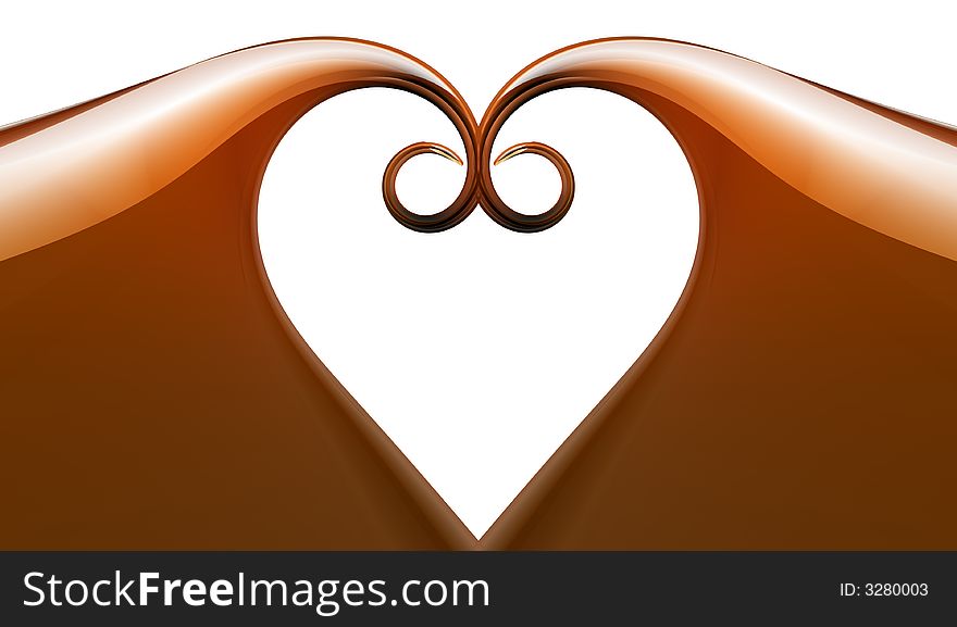 A beautiful abstract orange heart. A beautiful abstract orange heart