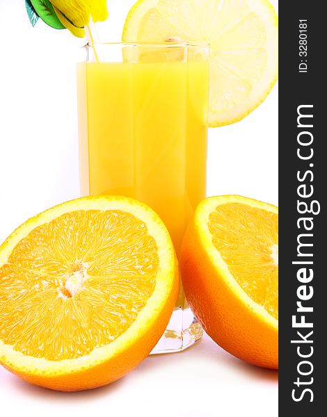 Juice Orange-fruits juice isolated on white