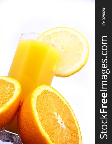 Juice Orange-fruits juice isolated on white