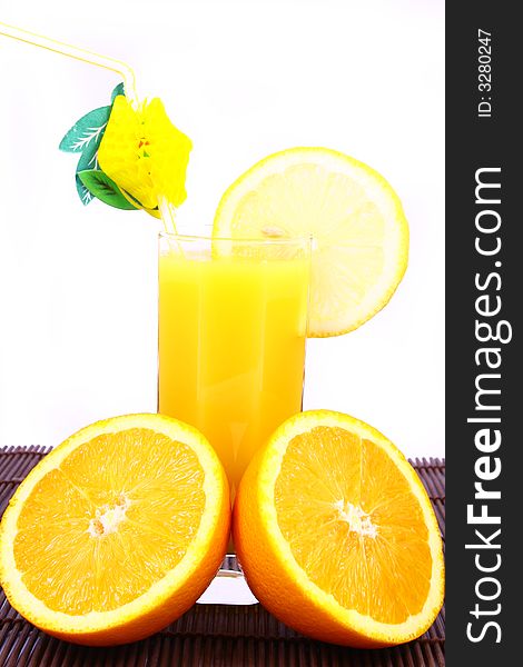 Juice Orange-fruits juice isolated on white