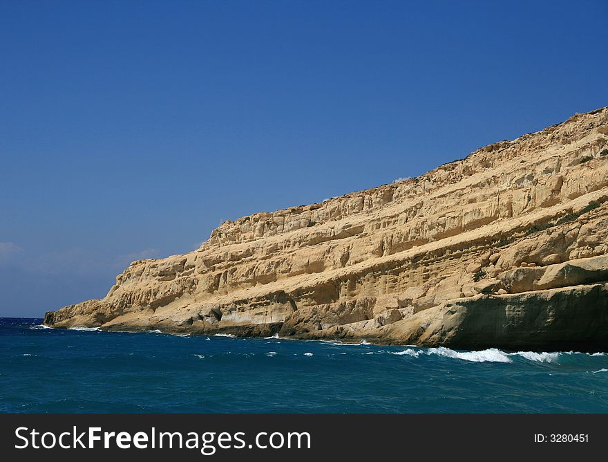 Man made ancient caves in Matala, Crete. Man made ancient caves in Matala, Crete