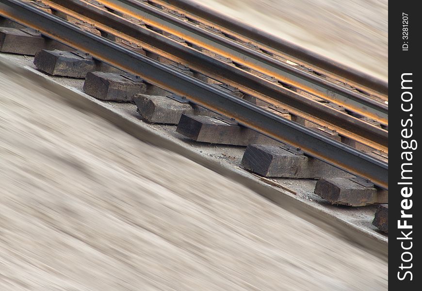 The fragment a railway. Incline railroad tracks.