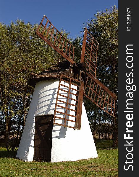 Small windmill in the National Historical Memorial Park of Opusztaszer, Hungary