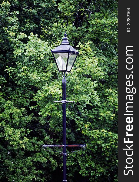 Streetlight in the green park