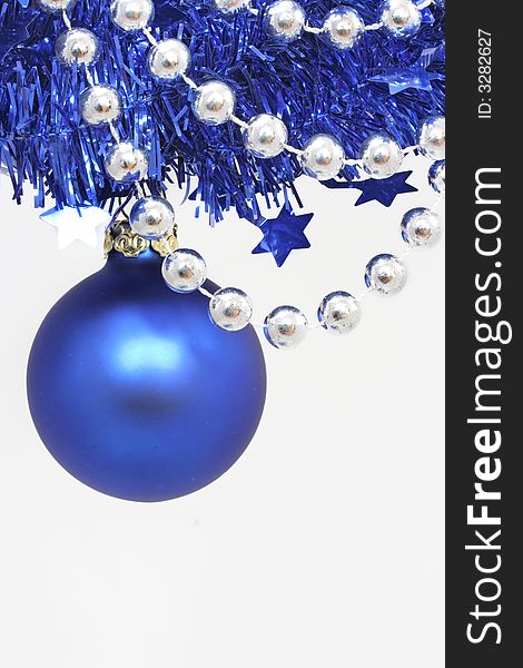Blue christmas decoration on white background. Blue christmas decoration on white background