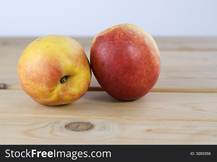 Close up capture two peaches