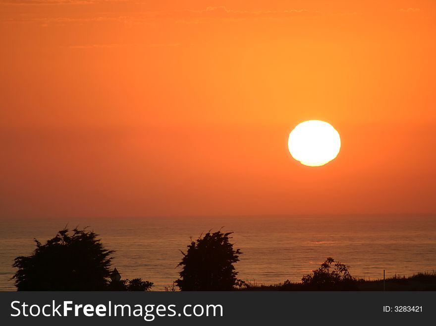 Picturesque, silhouetted sunset from Carlsbad, Ca.