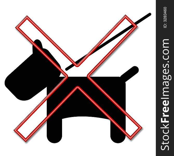 Black dog,red prohibited sign. Black dog,red prohibited sign
