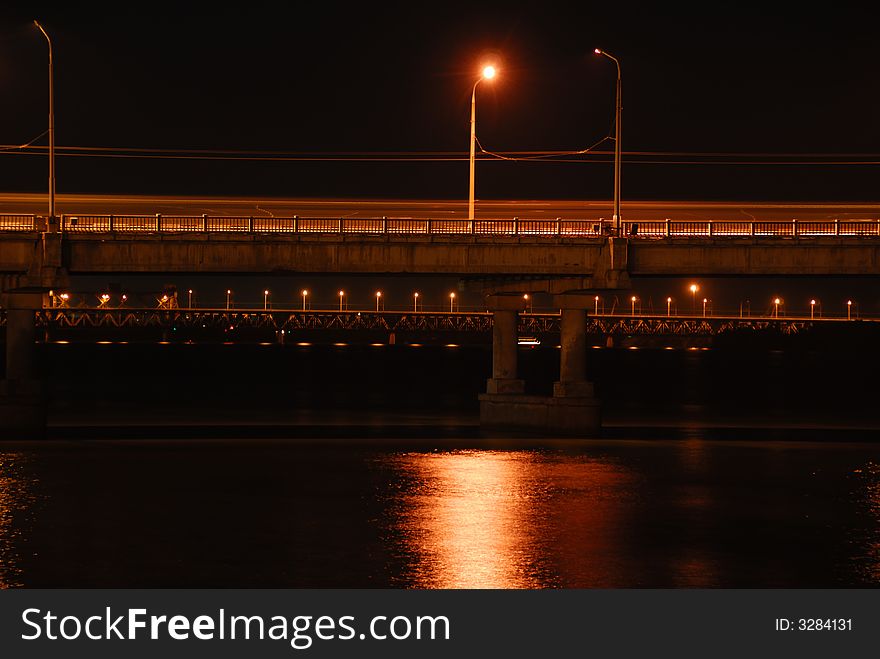 Side view of night brige