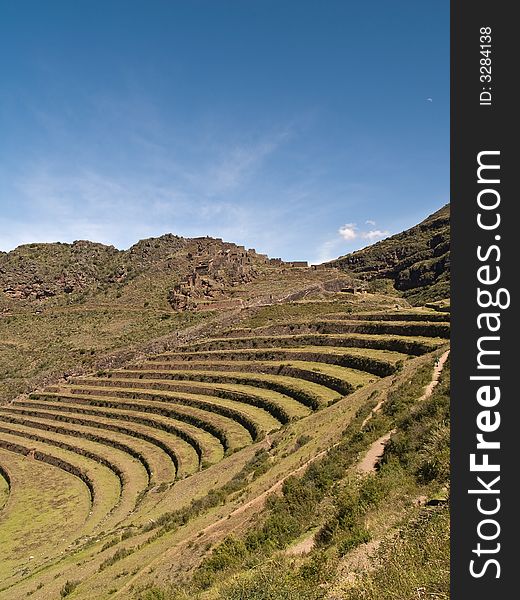 Pisac, Peruvian Terraced Landscape in the Sacred Valley. Pisac, Peruvian Terraced Landscape in the Sacred Valley