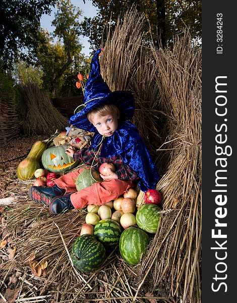 Boy in halloween costume - little wizard