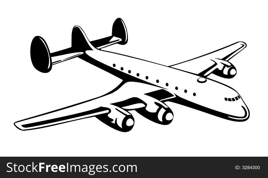 Vector art of a Propeller airplane in flight