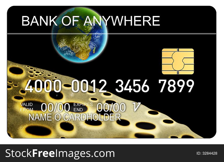 Vector art of a Credit card with earth and moon