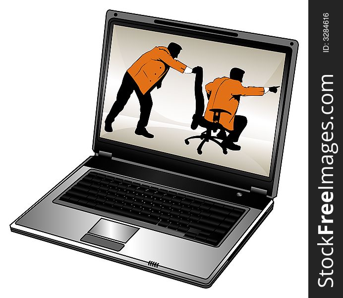 Laptop and businessman