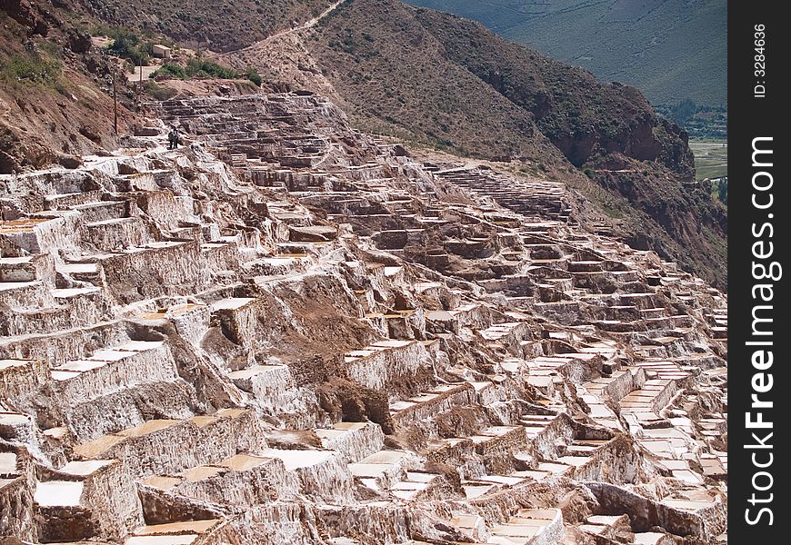 Ancient Salt basins used since the times of the Incas at Maras, Peru