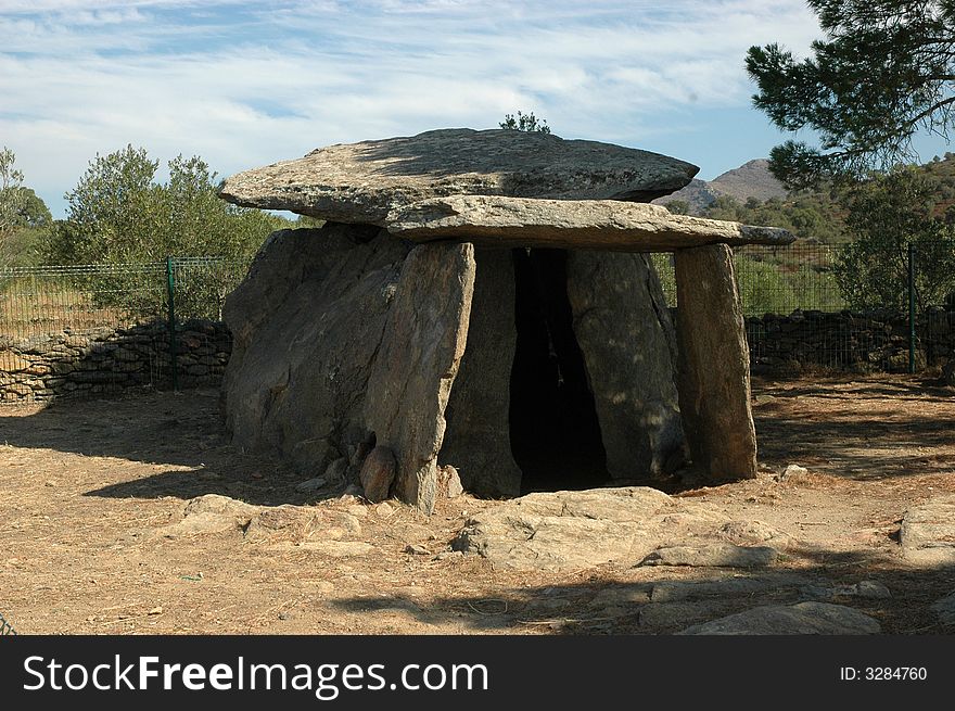 Ancient dolmen of megalithic age in Roses Spain