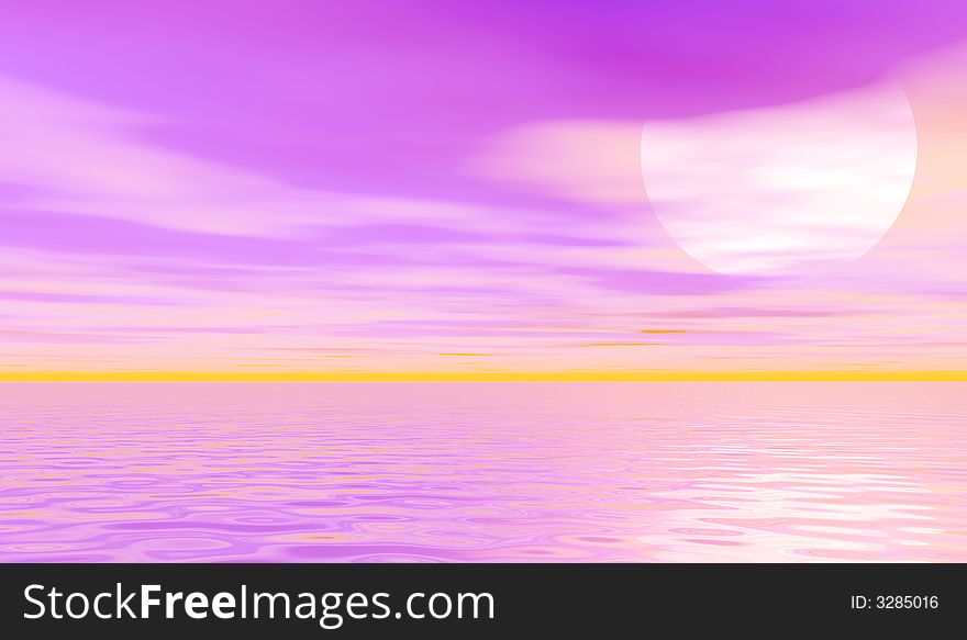 Unusual sunset over a sea