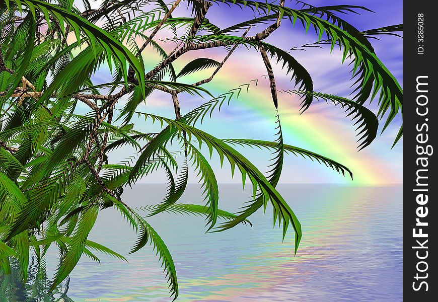 Beautiful rainbow over the sea
