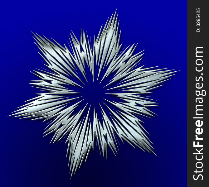 Silver snowflake illustration over blue background