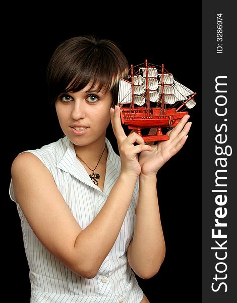 Nice Girl With The Toy Ship