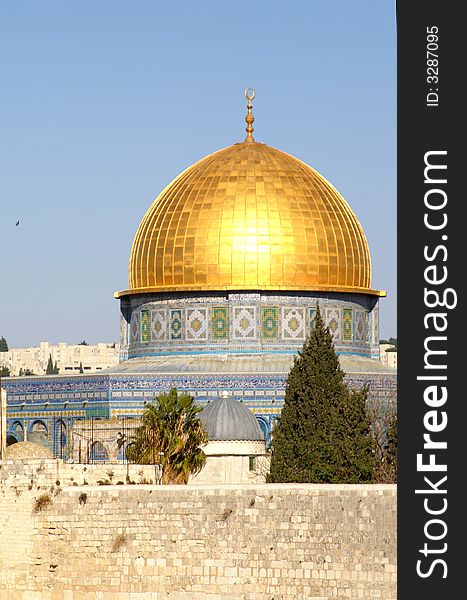 Gold Dome of the rock (The Mosque of Omar ) in Jerusalem holy old city