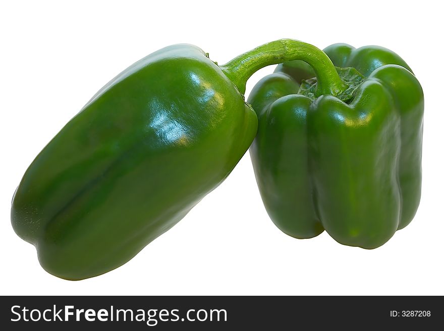 Green peppers on white background. Green peppers on white background.