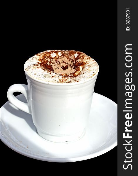 Cup of cappuccino with chocolate cream. Cup of cappuccino with chocolate cream