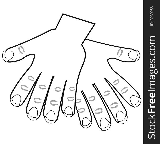 BW art illustration of opened hands