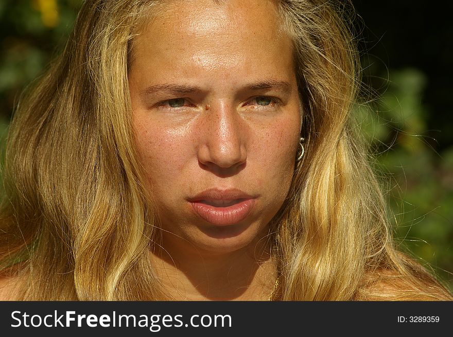 Portrait of a young and thinking woman. Portrait of a young and thinking woman