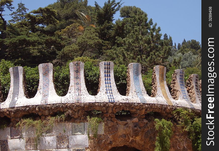 Decorated fence in Park Guell