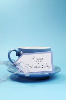 Happy Fathers Day Gift Tag With A Cup Of Coffee Or Tea For Dad - Vertical. Stock Photos Happy Fathers Day Gift Tag With A Cup Of Coffee Or Tea For Dad - Vertical. Stock Photos