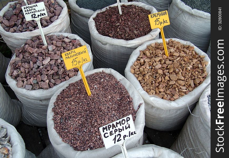 In the market sell different stones for the various purposes. In the market sell different stones for the various purposes