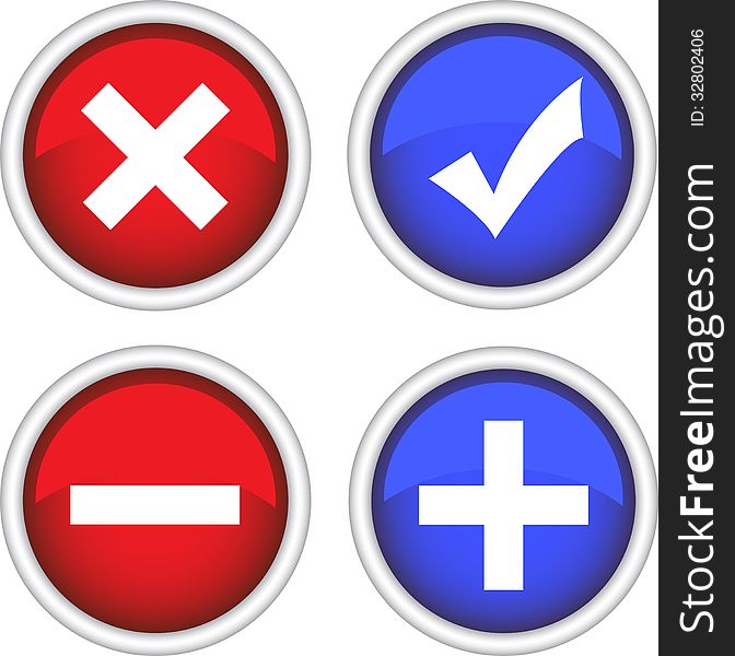 Permission buttons set, vector illustration