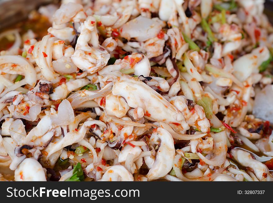 Spicy squid salad