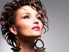 Closeup Face Of The Beautiful Woman With Fashion Glamour Makeup Royalty Free Stock Photos Closeup Face Of The Beautiful Woman With Fashion Glamour Makeup Royalty Free Stock Photos