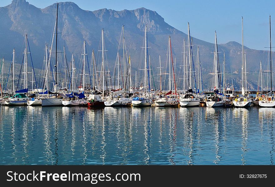 Landscape of boats in Hout Bay habour. Landscape of boats in Hout Bay habour