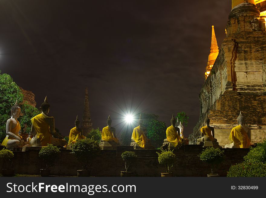 Thai Buddha statue in Wat Yai chai mong kol , Ayutthaya Thailand