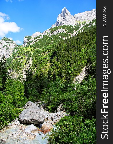 Beautiful hiking day in Bavarian Alps in Garmisch Partenkirchen