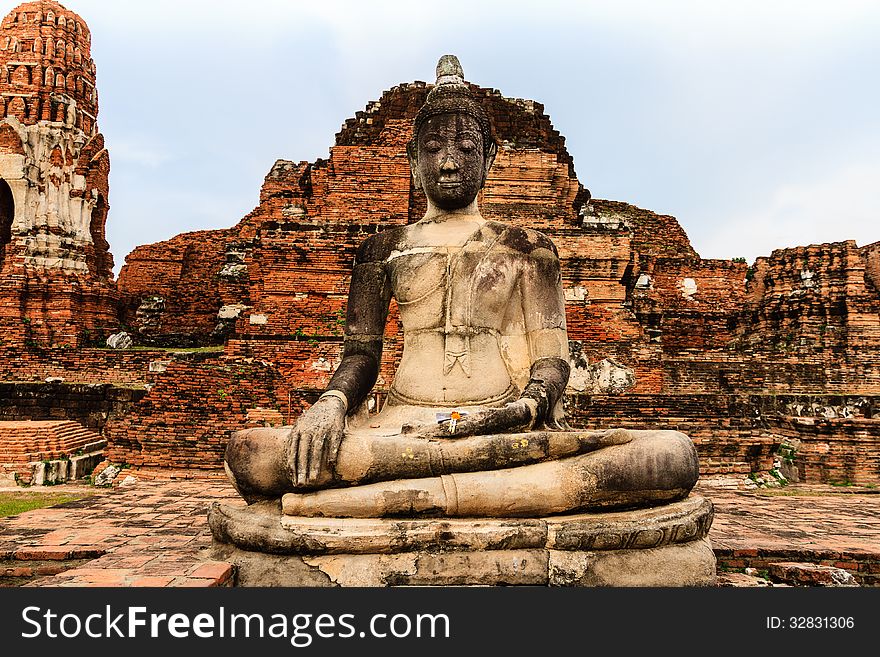 Thai Buddha statue in Wat Mahathad , Ayutthaya Thailand