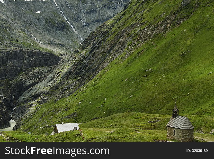 Little nice church high in the mountains on the road to the Grossglockner