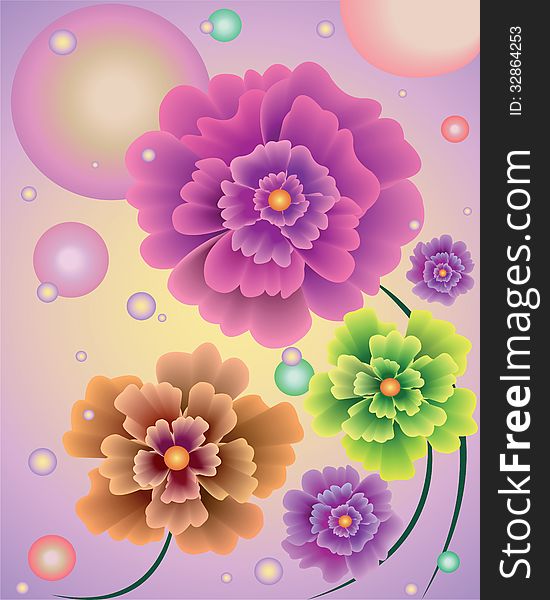 Abstract flowers with balloons