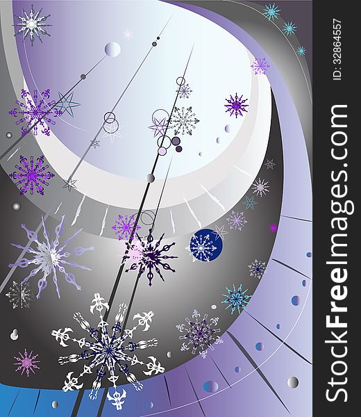 Decorative winter composition with snowflakes