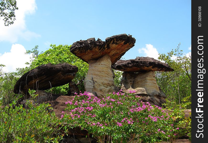 Stone Pillars 2 Sao Chaliang at Ubonratchathani, Thailand