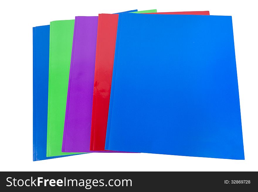School Or Office Colorful Folders Isolated