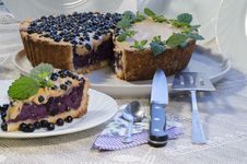 Slice Of Blueberry Pie With Mint Served With Knife And Paddle For Cake Stock Image Slice Of Blueberry Pie With Mint Served With Knife And Paddle For Cake Stock Image