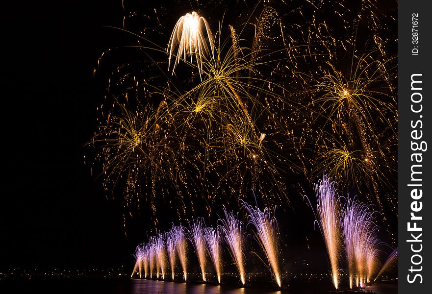 A firework at a music festival at geneva